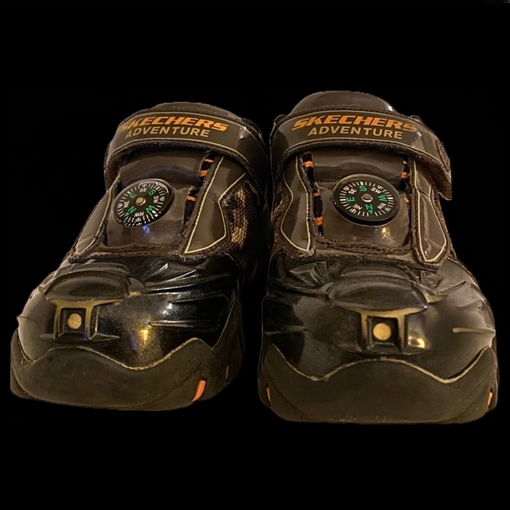 Sketchers Hot Lights Damager II Adventure 2.0 Orange Brown Tennis Shoes